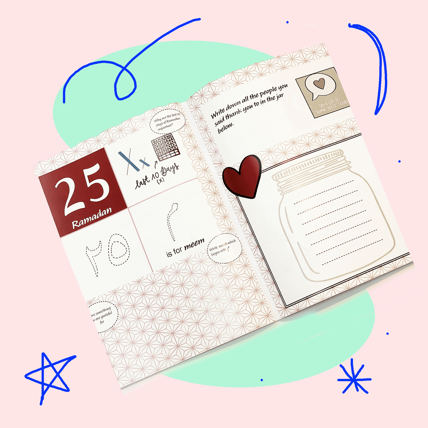 Ramadan doodle journal with 30 stickers